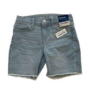 Girls NWT Old Navy Light Wash High Rise Denim/Jean Bermuda Shorts Adjustable 8